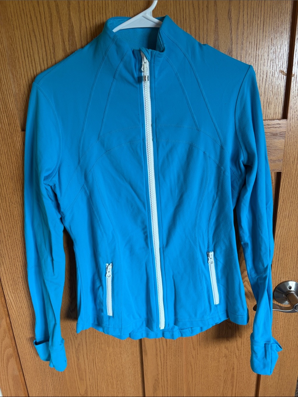 Lululemon Define Jacket - Size 10 - Blue with White Zippers